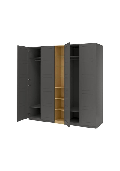Ikea Koyu Gri Modern Kapaklı Gardırop Koyu Gri-meşe Görünümlü