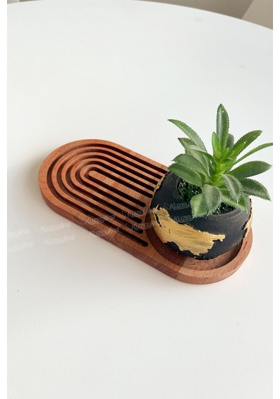Doğal Ahşap Kahve Sunumluğu Gökkuşağı Desenli Servislik Kayın Ağacı 24x15 Cm - Kl-r-152 Ahşap