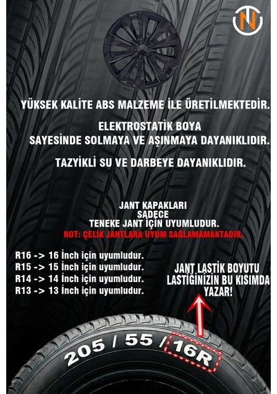 Renault R 9 Broadway 14 İnç Jant Kapağı Takım Siyah S108