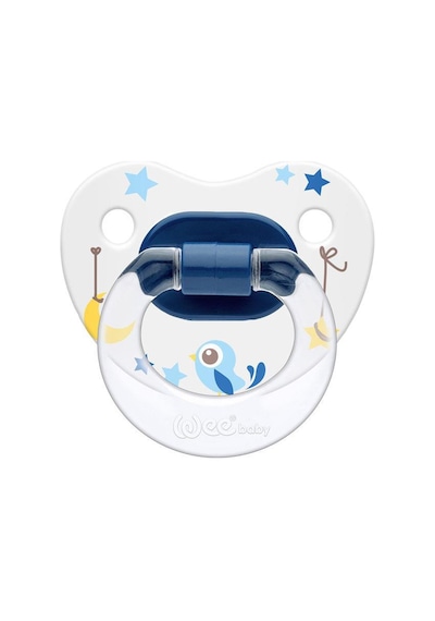Wee Baby 0-6 Ay Desenli Damaklı Emzik No:1 Şeffaf Mavi Şeffaf