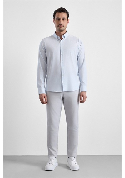 Süvari Buz Mavi Slim Düğmeli Yaka Casual Gömlek Gm1008400366-m01