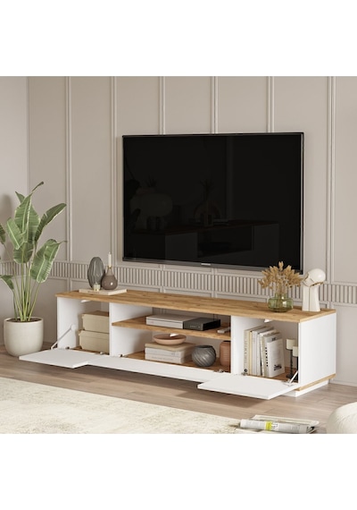 Aven Tv Ünitesi Orta Sehpa Konsol 3'lü Set Çam-beyaz Ave18-aw Beyaz