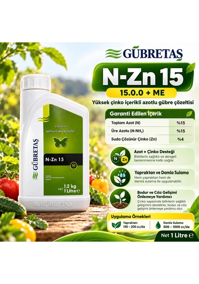 Gübretaş N-zn 15: %15 Azot + %4 Çinko İçeren Sıvı Gübre 1 Litre 1 L