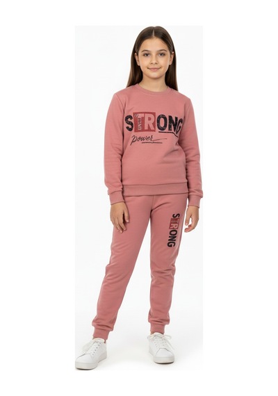Mnk Baby & Kids Strong Motif Kız Çocuk Eşofman Mnk0625 Gülkurusu