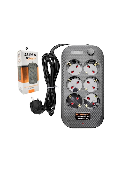 Zp-603 6lı Akım Korumalı Priz 3 Metre Anahtarlı 3 m