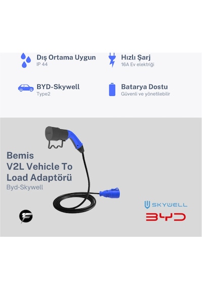 Bemis V2l Vehicle To Load Elektrikli Araç Uyumlu Tekli Priz Uzatma Adaptörü 3 Metre Byd- Skywell 16a/3.5kw