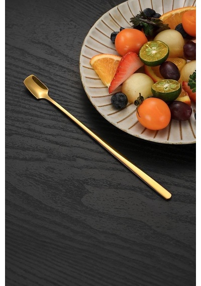 6 Adet 304 Çelik 17 Cm Gold Uzun Kahve Ve Smoothie Karıştırma Kaşığı Cin579sr-6