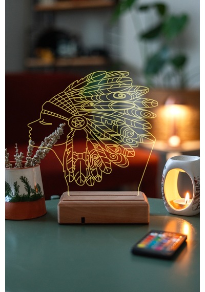 Özel Tasarım Kızılderili 3D Led Lamba