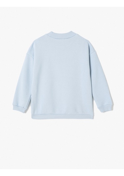 Koton Sweatshirt Şardonlu Dik Yaka Uzun Kollu Mavi 4wkg10281ak 4WKG10281AK640 Mavi