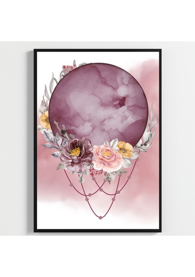 Besay Kozmik Rüya Meditasyon Ve Yoga Odası Dekorasyonu Çiçekli Kristal Ve Kadın Figürlü Poster 3'lü Set A2 Çerçevesiz