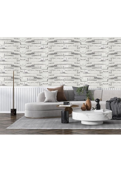 4 Adet 70cmx77cm Kendinden Yapışkanlı Krem-gri Duvar Paneli Kağıdı Sticker Ofis Salon Otel Nw112 Gri - Vizon