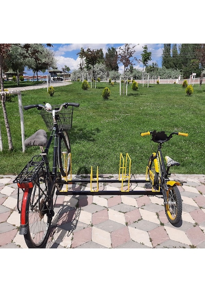 Bisiklet Park Demiri Metal Bisiklet Park Standı 4'Lü Sarı - Siyah