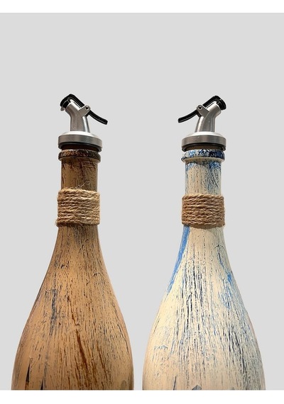 İstanbul Ayasofya Desenli Sunum Stantlı 2'li 750 Ml Zeytinyağı Sıvıyağ Şişesi Yağdanlık Yağlık Çok Renkli