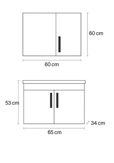 Lacrime 65 Cm Antrasit Renkli Mdf, Oval Seramik Lavabolu, Alt Ve Antrasit