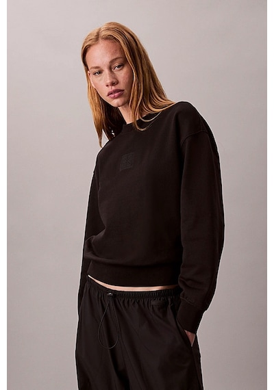 Calvin Klein Kadın Regular Kalıp Bisiklet Yaka Sweatshirt - Siyah Black