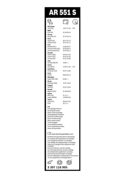 Silecek Süpürgesi - Alfa Romeo 156, Sandero, Logan, Bravo, Brava - Bosch-3397118905