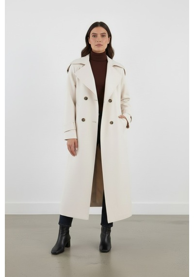 Durivya Apoletli Oversize Trençkot Ekru