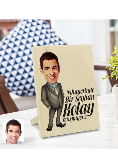 Kişiye Özel Isimli Erkek Nihayetinde Karikatürlü Dekoratif Ahşap (539866221)