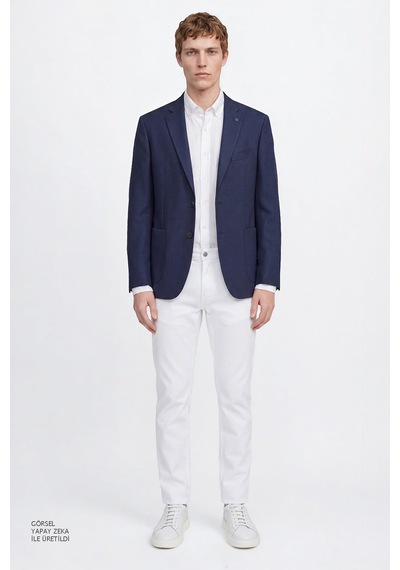 Erkek Lacı Slim Fit Dar Kesim Mono Yaka Torba Cepli Blazer Ceket Lacı