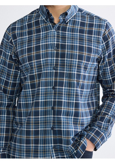 Lcwaıkıkı Classic Lacivert Regular Fit Ekose Desenli Gabardin Erkek Gömlek