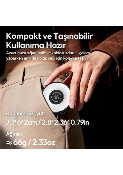 Ulanzi Lm21 Manyetik Led Dolgu Işığı Mini Telefon Video Işığı Siyah - L236