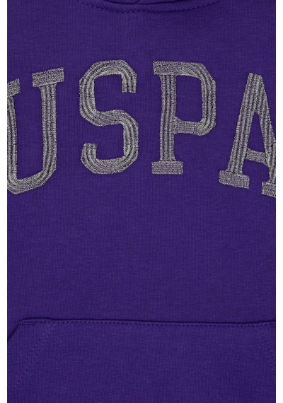U.S. Polo Assn. Kız Çocuk Mor Kapüşonlu Basic Sweatshirt 50296388-VR038