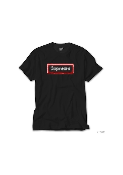 Supreme Neon Siyah Tişört Siyah
