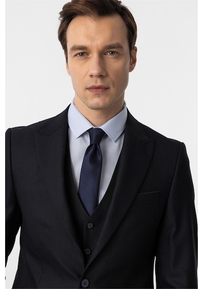 Süvari Lacivert Slim Fit Desenli Sivri Yaka 6 Drop Yelekli Klasik Takım Elbise-35637 Lacivert Süvari Lacivert Slim Fit Desenli Sivri Yaka 6 Drop Yelekli Klasik Takım Elbise-35637 Lacivert