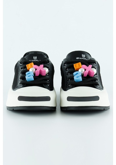 Erkan Saçmacı Siyah Yüksek Taban Spor Fileli Harf Detaylı İncili Bağcıklı Platform Sneaker Siyah Erkan Saçmacı Siyah Yüksek Taban Spor Fileli Harf Detaylı İncili Bağcıklı Platform Sneaker Siyah