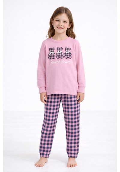 Free Beka Toz Pembe Ayıcık Nakışlı Ve Kurdele Detaylı Termal Anne-kız Pijama Takımı Kombini Free Beka Toz Pembe Ayıcık Nakışlı Ve Kurdele Detaylı Termal Anne-kız Pijama Takımı Kombini