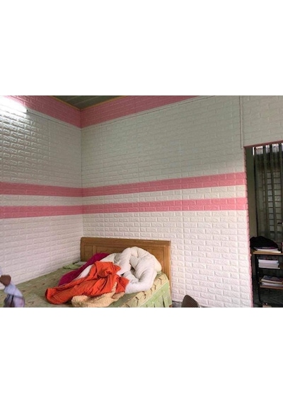 Kız Çocuk ve Yatak Odası Pembe Yapışkanlı Panel 3D Duvar Kağıdı