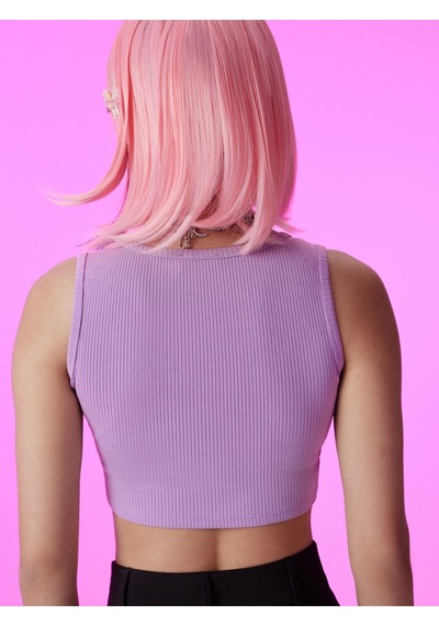Long Crop Kadın Bluz U.kol Lila