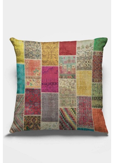 Çok Renkli Patchwork Çift Taraflı Kırlent Kılıfı Krl291n11