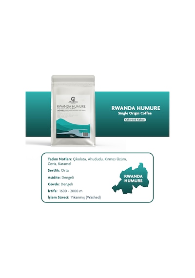 Rwanda Humure Çekirdek Kahve 100g Nitelikli Orta Kavrulmuş Çekirdek