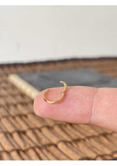 %100 Cerrahi Çelik Kesme Altın Kilitli Halka Piercing Altın