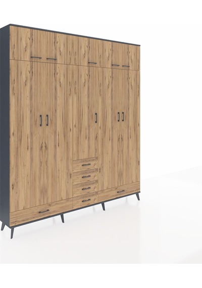 Arges Dolap 6 Raflı 6 Çekmeceli 4 Askılı 220x30x243 Antrasit-çam/çam Atlas Çam/atlas Çam Arges Dolap 6 Raflı 6 Çekmeceli 4 Askılı 220x30x243 Antrasit-çam/çam Atlas Çam/atlas Çam