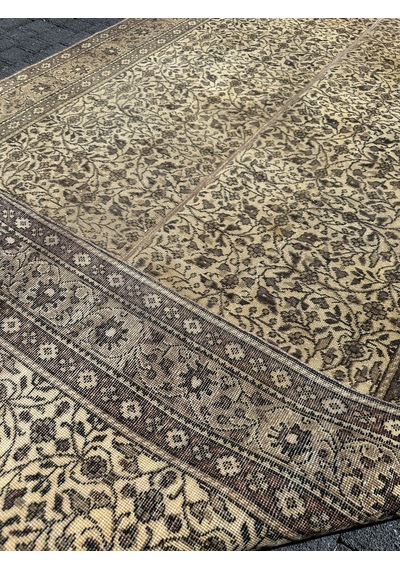 El Dokuma Bünyan Halısı 140x280 Kahve Krem Eskitme İnce Halı Bej - Krem