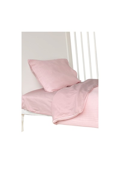 %100 Pamuk Muslin-akfil Bebek Nevresim Takımı Çift Yönlü Pembe