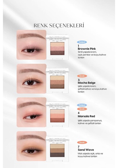 Yumuşak Dokulu, Dökülme Yapmayan 3 Renkli Göz Farı Triple Shadow No.1 Brownie Pink Diğer