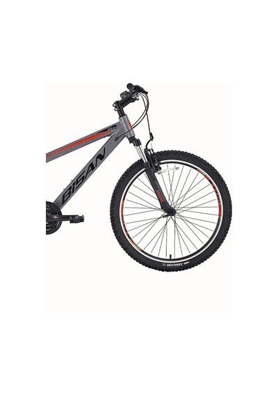 Bisan Cooper - 26 Jant 35 Cm Kadro 21 Vites Dağ Bisikleti - Metalik Gri Siyah Kırmızı Çok Renkli