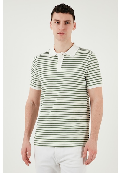 Buratti Pamuklu Regular Fit Çizgili Erkek Polo Yaka T Shirt 5903009 Elma Yeşili