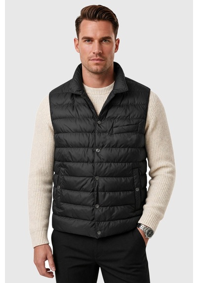Rizzup Erkek Slim Fit Su Ve Rüzgar Geçirmez Siyah Şişme Yelek Dik Yaka Çıtçıtlı 2701708