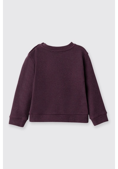 Panço Erkek Bebek Yakası Düğmeli Bordo-melanj Sweatshirt Kırmızı