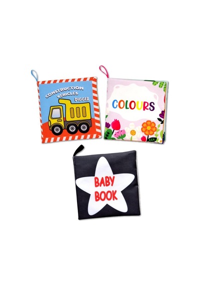 3 Kitap Tox İngilizce Renkler , İş Makinaları Ve Siyah Beyaz Bebek Kumaş Sessiz Kitap E118 E129 E136 - Bez Kitap