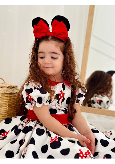 H L Y Karol Tasarım Beyaz Mickey Mouse Vintage Kız Bebek Elbise,doğum Günü Elbise,fotoğraf Çekim Elbise,0-12 Yaş Uygun Beyaz