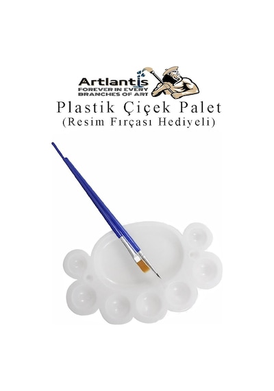 Plastik Çiçek Palet 1 Adet Çiçek Boya Paleti 8 Hazneli 17 Cm Resim Boyama Paleti Fırça Hediyeli Sanatsal Hobi
