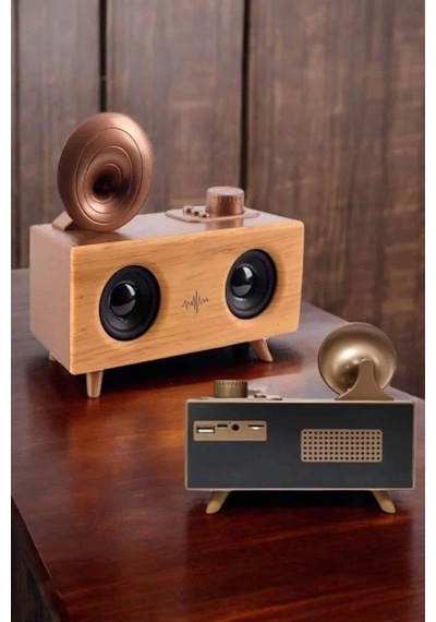 Znv Zenvia Mey İthalat Bluetooth Hoparlör Ahşap Klasik Retro Gramofon Bluetooth Müzik Kutusu Znv2025 Cmn