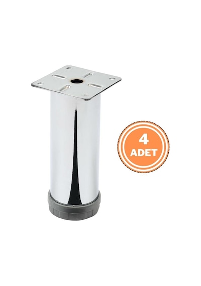 4 Adet Mobilya Ayağı Metal 12 Cm Alttan Ayarlı 42 Mm Krom Ayak