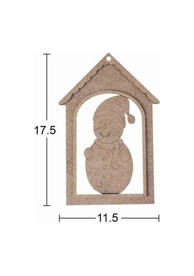 Ahşap Kardan Adam Yılbaşı Süsü 17,5x11,5cm F829