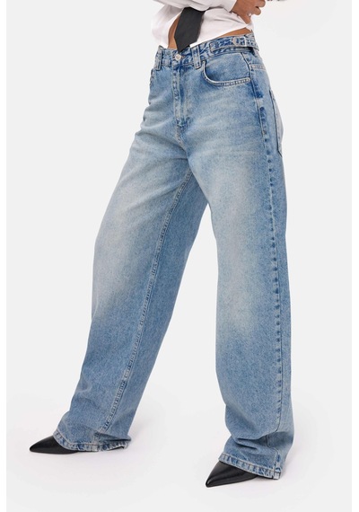 Kadın Açık Kot 4s6-32 Süper Baggy Fit Denim Jean Açık Kot Rengi